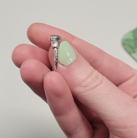 925 STERLING SILVER Etched heart ring - Picture 3 of 4